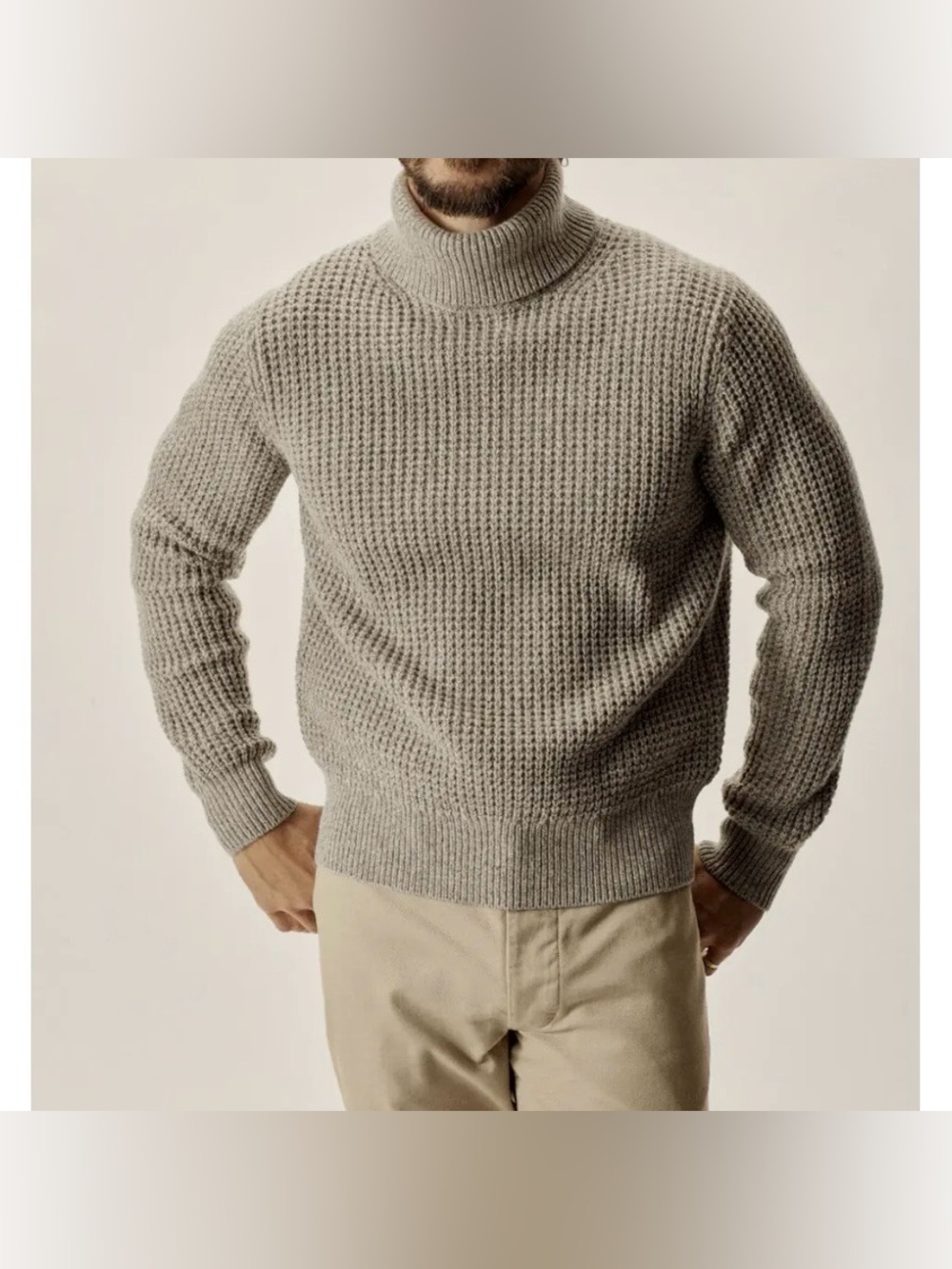 Buck Mason Herdsman Turtleneck Knit Sweater Men's Small Wool Cashmere Blend Tan
